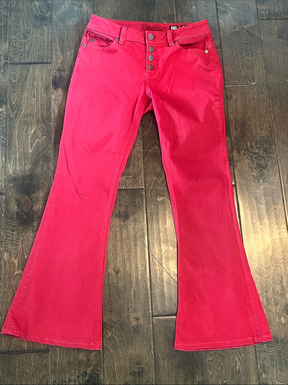 Miss Me Mid Rise Flare 27x28, Red